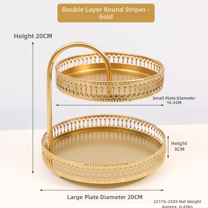 Двуслойна метална плодова чиния за дневна стая, масичка за кафе, поднос за закуски и бонбони