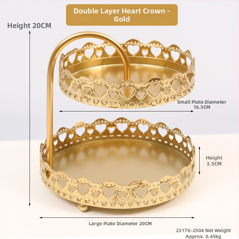 Двуслойна метална плодова чиния за дневна стая, масичка за кафе, поднос за закуски и бонбони