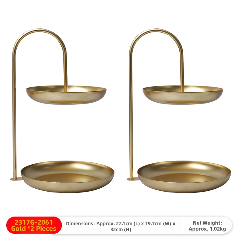 Двуслойна метална плодова чиния за дневна стая, масичка за кафе, поднос за закуски и бонбони