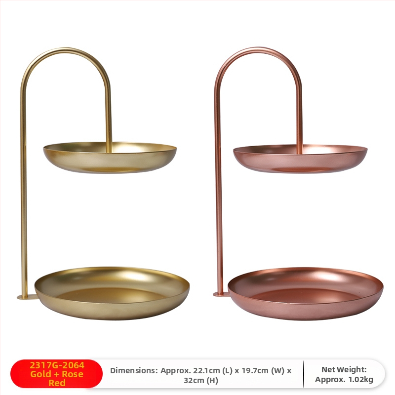 Двуслойна метална плодова чиния за дневна стая, масичка за кафе, поднос за закуски и бонбони