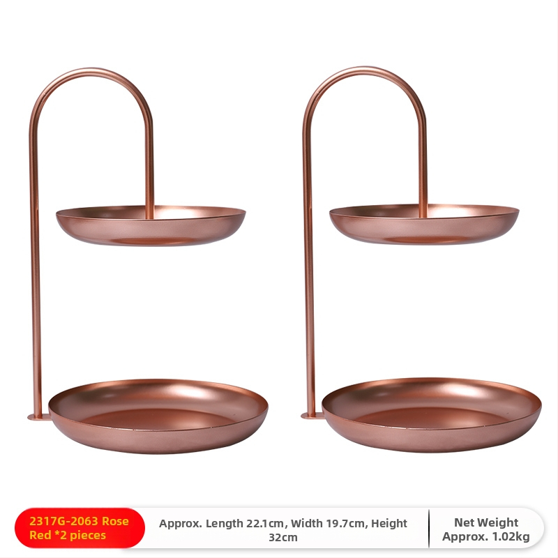 Двуслойна метална плодова чиния за дневна стая, масичка за кафе, поднос за закуски и бонбони