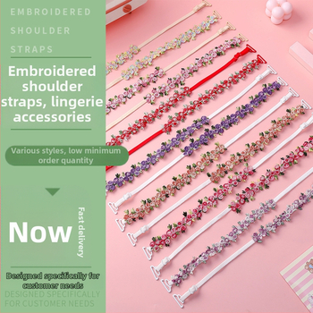 Mežģīņu krūšu siksnas ar izšūtiem ziediem, aizstājamas siksnas lenjerijai, dubultās plecu siksnas