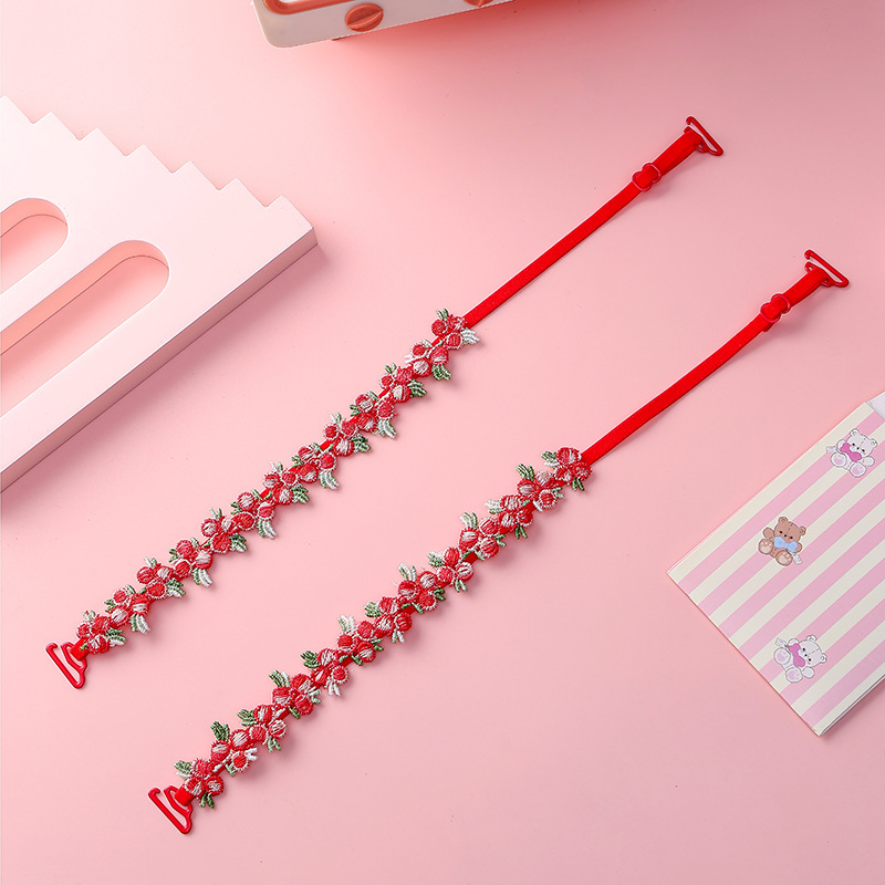 Mežģīņu krūšu siksnas ar izšūtiem ziediem, aizstājamas siksnas lenjerijai, dubultās plecu siksnas