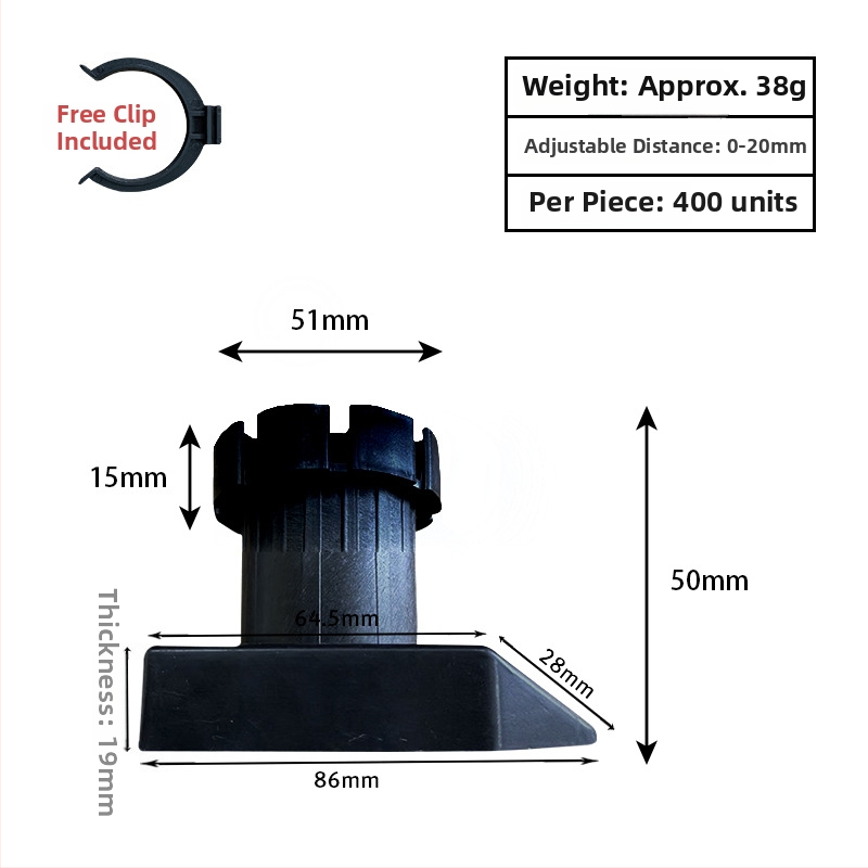 Regulējamas skapja kājiņas, ABS plastmasa, smagā slodze, mēbelēm