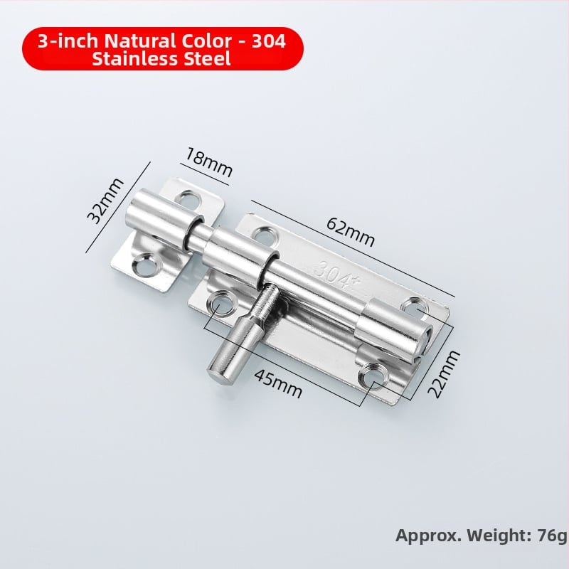 Nerūsējošā tērauda latch paredzēts koka durvīm – anti-theft, uzstādīšana bez urbumiem, Type A, 304/201, precīzi pulēta virsma