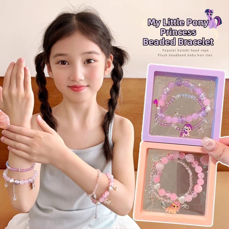 Χειροποίητο παιδικό βραχιόλι με χαρακτήρα καρτούν πόνι, χάντρες, για ηλικίες 3–10