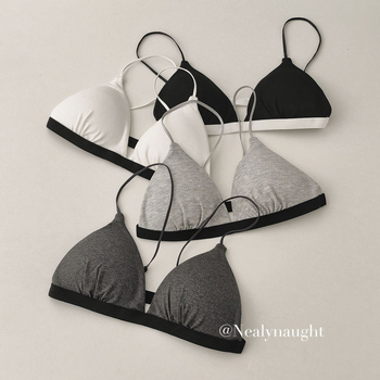 Pamučni grudnjak s trokutastim košaricama, bežični, tanak oblik košarica