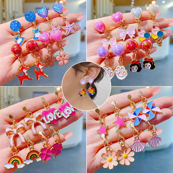 Bērnu ausu klipsi – Princeses sērija, rokdarbs no sakausējuma, bez piespraudes, piemērots vecumam 3–6, 6–10 un 10+