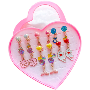 Bērnu ausu klipsi – Princeses sērija, rokdarbs no sakausējuma, bez piespraudes, piemērots vecumam 3–6, 6–10 un 10+