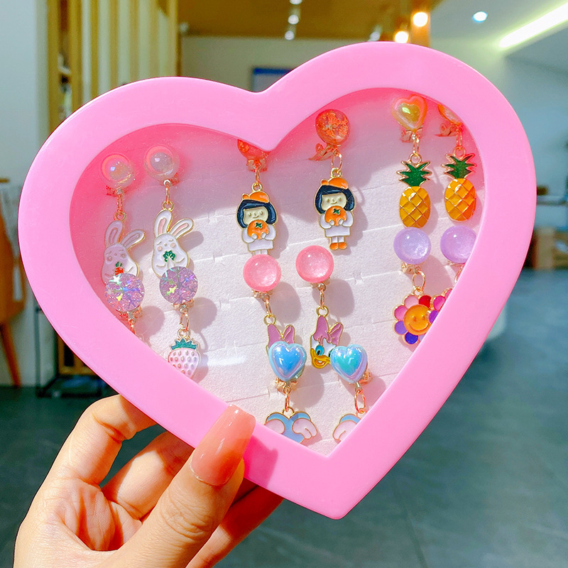 Bērnu ausu klipsi – Princeses sērija, rokdarbs no sakausējuma, bez piespraudes, piemērots vecumam 3–6, 6–10 un 10+