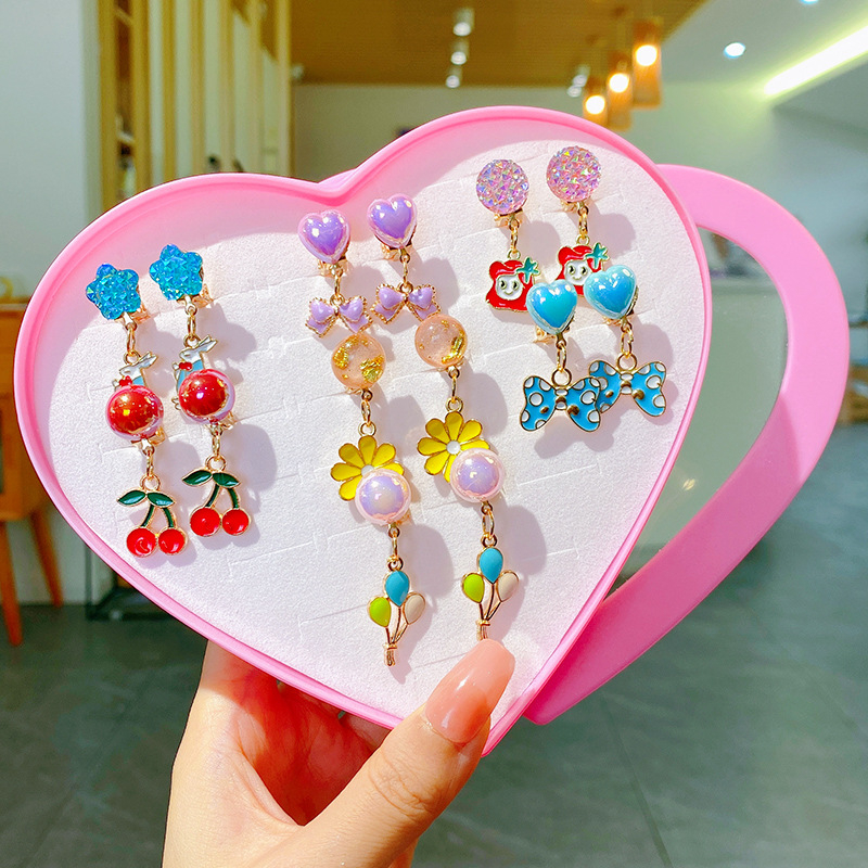 Bērnu ausu klipsi – Princeses sērija, rokdarbs no sakausējuma, bez piespraudes, piemērots vecumam 3–6, 6–10 un 10+