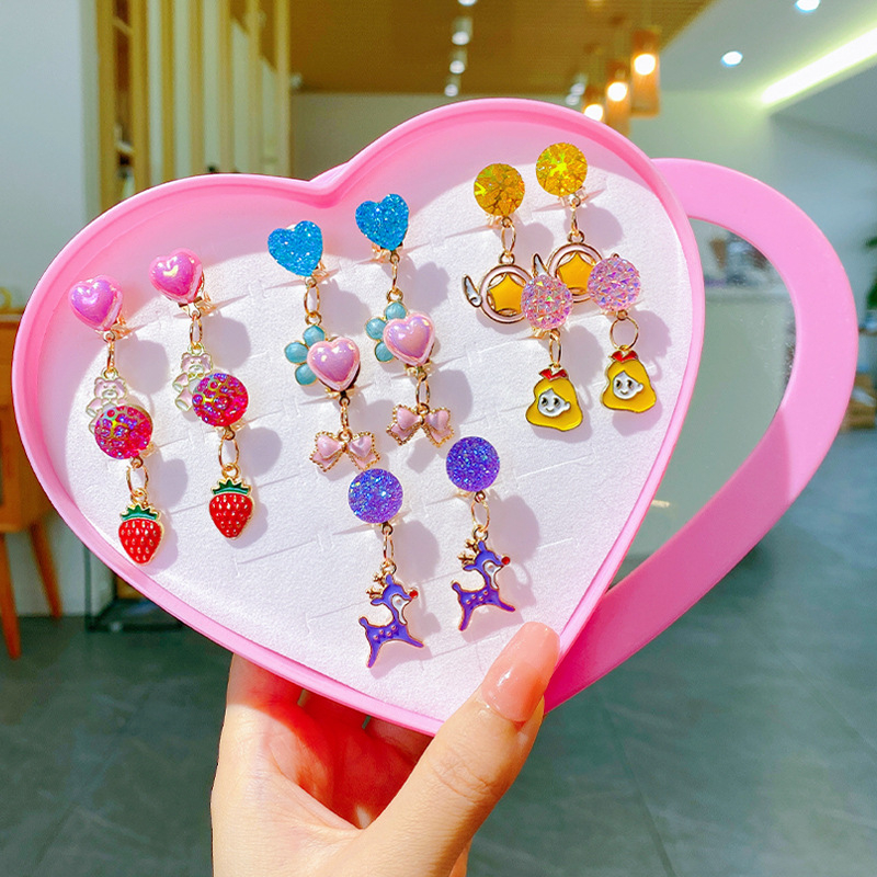 Bērnu ausu klipsi – Princeses sērija, rokdarbs no sakausējuma, bez piespraudes, piemērots vecumam 3–6, 6–10 un 10+