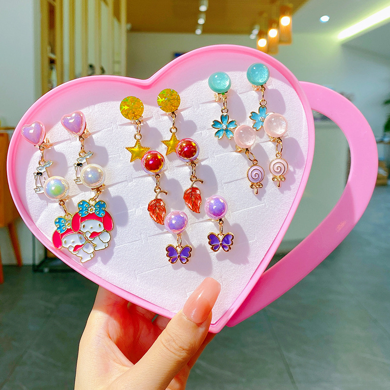 Bērnu ausu klipsi – Princeses sērija, rokdarbs no sakausējuma, bez piespraudes, piemērots vecumam 3–6, 6–10 un 10+