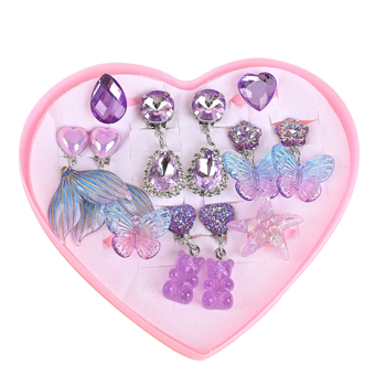 Bērnu klipsu auskari un gredzeni – roku darbs no plastmasas / sveķiem, karikatūru stila, vecums 6–10 gadi