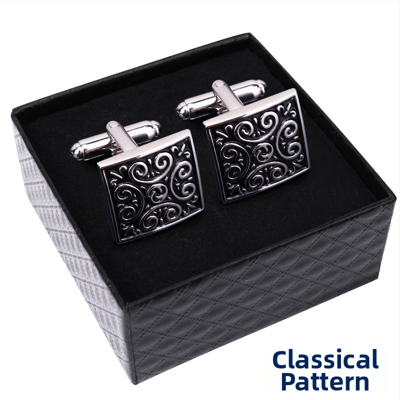 Κουμπιά μανικετόκουμπα (κράμα, απλό ανδρικό στυλ, γεωμετρικός σχεδιασμός, ηλεκτροπλατίωση)