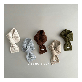 Παιδικός κασκόλ από βαμβάκι για φθινόπωρο και χειμώνα, μονοχρωτικό σχέδιο, ύφασμα πλεκτό με warp knitting, διατηρεί τη ζέστη, μεσαίο μήκος