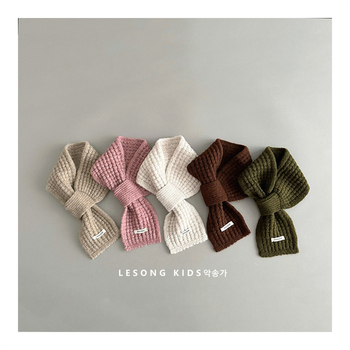 Παιδικός κασκόλ από βαμβάκι για φθινόπωρο και χειμώνα, μονοχρωτικό σχέδιο, ύφασμα πλεκτό με warp knitting, διατηρεί τη ζέστη, μεσαίο μήκος