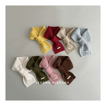 Παιδικός κασκόλ από βαμβάκι για φθινόπωρο και χειμώνα, μονοχρωτικό σχέδιο, ύφασμα πλεκτό με warp knitting, διατηρεί τη ζέστη, μεσαίο μήκος