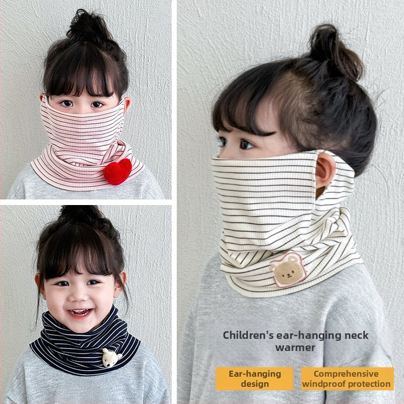 Παιδικό κασκόλ με προστασία από τον άνεμο για τον λαιμό και λουρί για τα αυτιά, unisex, πολυεστέρας, άνοιξη 2025