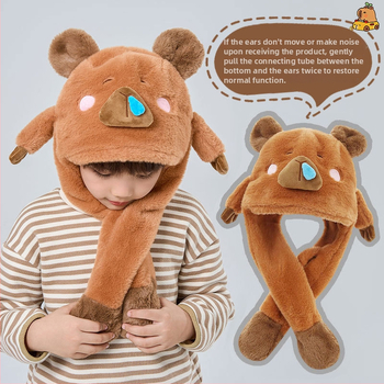 Χειμερινό καπέλο-βαλακλάβα με κινητά αυτιά, ενσωματωμένο καπέλο για παιδιά, αναπνεύσιμο πολυεστέρας, προστασία αυτιών, για ηλικίες 2-10+ ετών