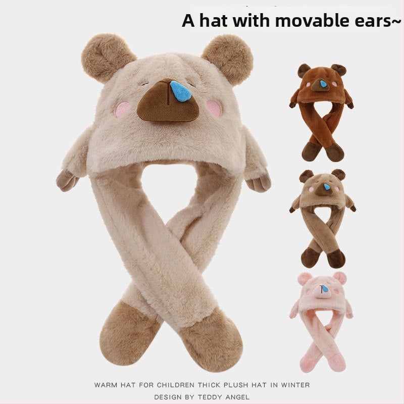 Χειμερινό καπέλο-βαλακλάβα με κινητά αυτιά, ενσωματωμένο καπέλο για παιδιά, αναπνεύσιμο πολυεστέρας, προστασία αυτιών, για ηλικίες 2-10+ ετών