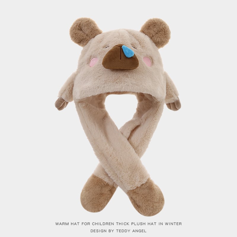 Χειμερινό καπέλο-βαλακλάβα με κινητά αυτιά, ενσωματωμένο καπέλο για παιδιά, αναπνεύσιμο πολυεστέρας, προστασία αυτιών, για ηλικίες 2-10+ ετών