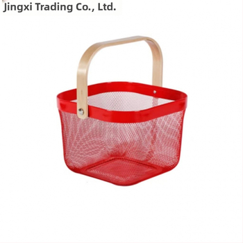 Καλάθι φρούτων και λαχανικών από σίδηρο και ξύλο, τετράγωνο μοντέλο (μεγάλο/μεσαίο), μοντέρνο μινιμαλιστικό στυλ