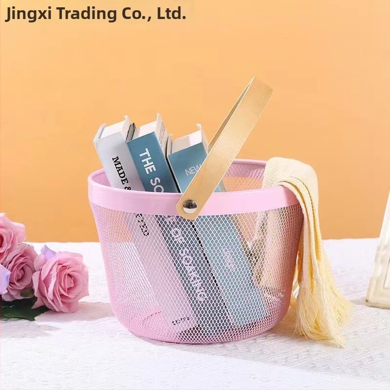 Καλάθι φρούτων και λαχανικών από σίδηρο και ξύλο, τετράγωνο μοντέλο (μεγάλο/μεσαίο), μοντέρνο μινιμαλιστικό στυλ