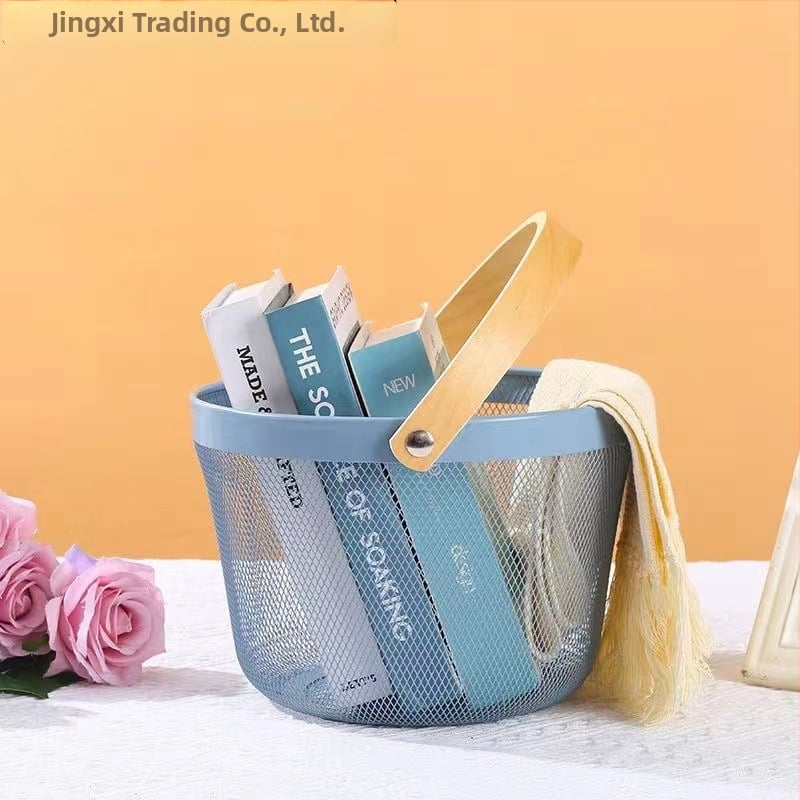 Καλάθι φρούτων και λαχανικών από σίδηρο και ξύλο, τετράγωνο μοντέλο (μεγάλο/μεσαίο), μοντέρνο μινιμαλιστικό στυλ