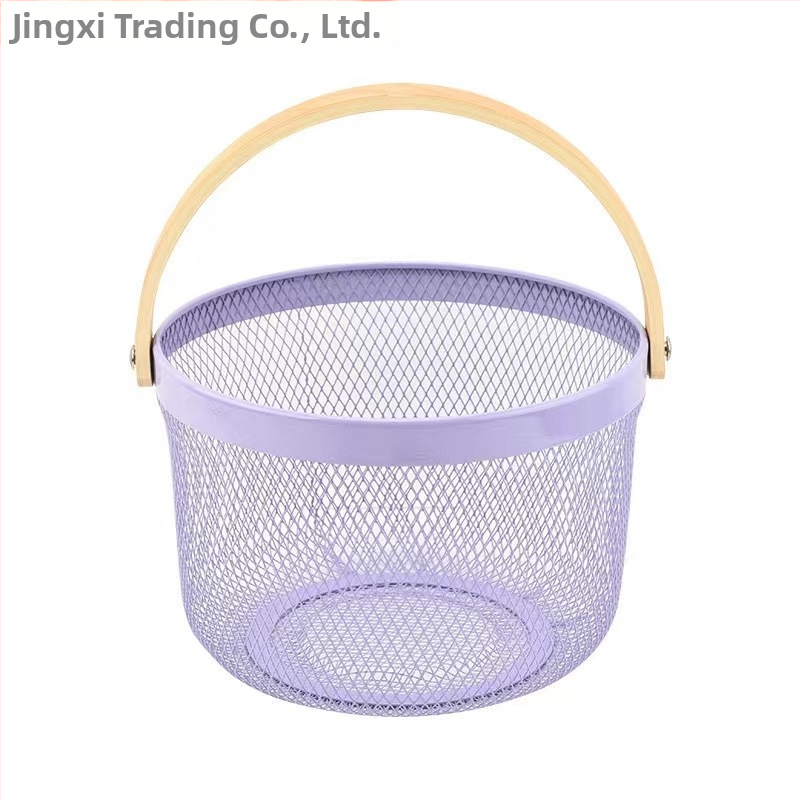 Καλάθι φρούτων και λαχανικών από σίδηρο και ξύλο, τετράγωνο μοντέλο (μεγάλο/μεσαίο), μοντέρνο μινιμαλιστικό στυλ