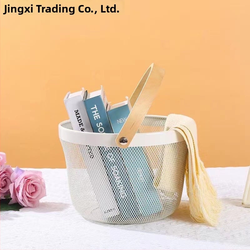 Καλάθι φρούτων και λαχανικών από σίδηρο και ξύλο, τετράγωνο μοντέλο (μεγάλο/μεσαίο), μοντέρνο μινιμαλιστικό στυλ