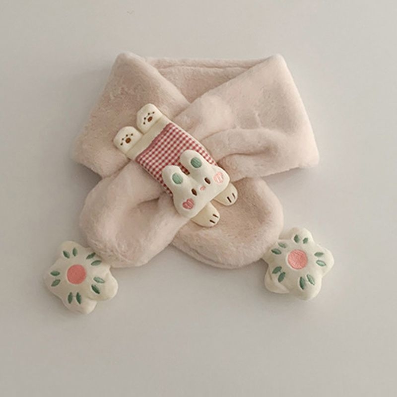 Παιδικό κασκόλ από γούνα κουνελιού με σχέδιο καρτούν - Unisex για άνοιξη, περιεκτικότητα σε γούνα >96%