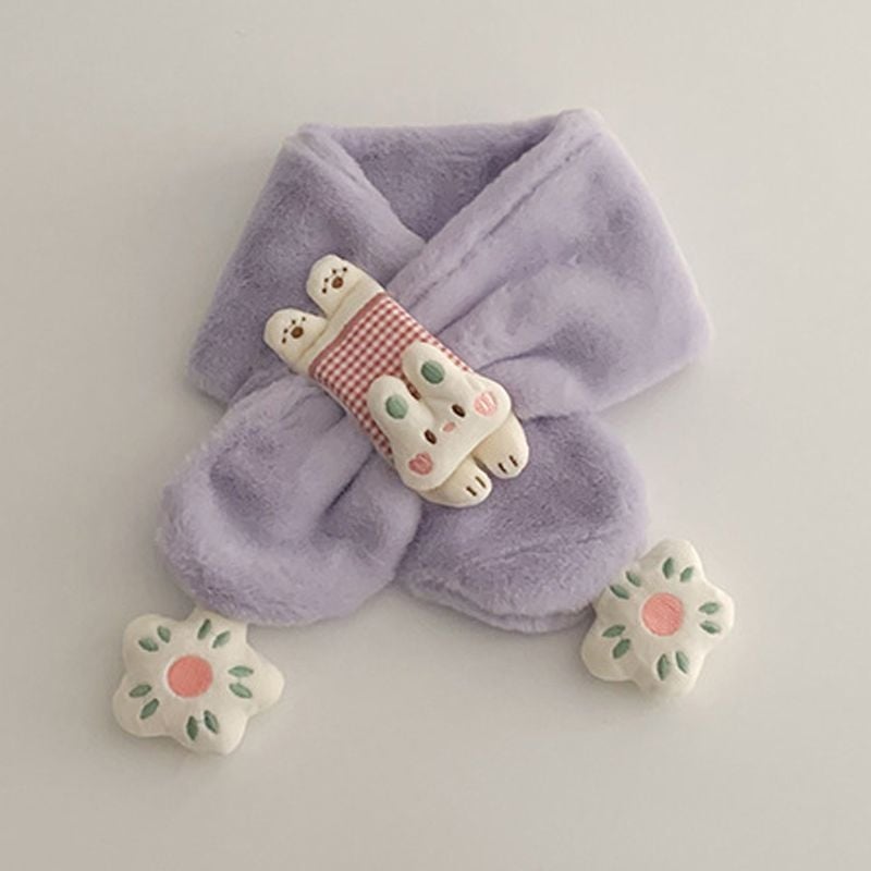 Παιδικό κασκόλ από γούνα κουνελιού με σχέδιο καρτούν - Unisex για άνοιξη, περιεκτικότητα σε γούνα >96%