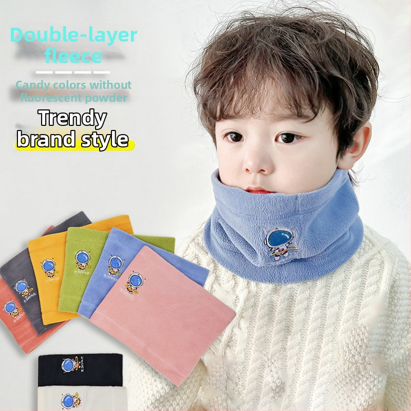 Unisex κασκόλ Ollie βελούδο με warp ύφανση, κεντημένο φινίρισμα, στυλ καρτούν, διατηρεί τη ζέστη