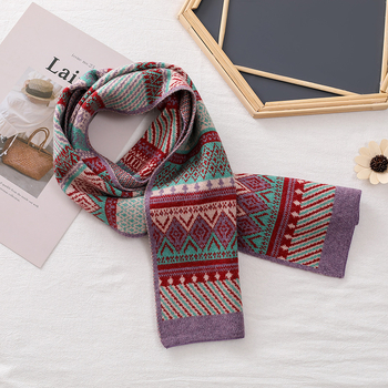 Φουλάρι από συνθετικό κασμίρι, καρό σχέδιο, χειροποίητο πλεκτό με βελονιά, ζεστό, ιαπωνο-κορεατικό γλυκό στυλ