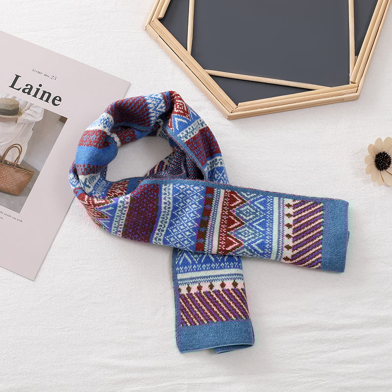 Φουλάρι από συνθετικό κασμίρι, καρό σχέδιο, χειροποίητο πλεκτό με βελονιά, ζεστό, ιαπωνο-κορεατικό γλυκό στυλ