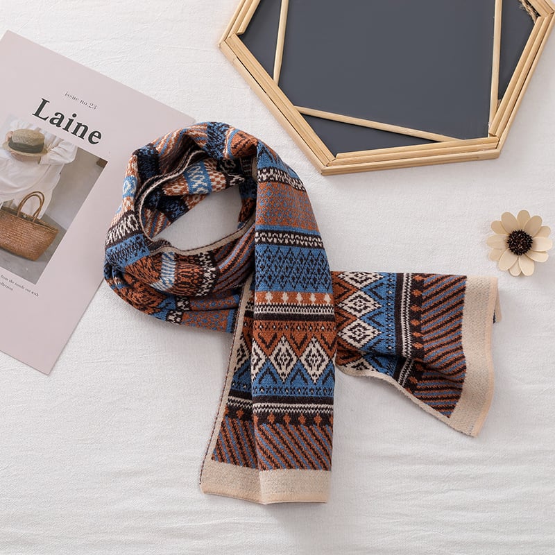 Φουλάρι από συνθετικό κασμίρι, καρό σχέδιο, χειροποίητο πλεκτό με βελονιά, ζεστό, ιαπωνο-κορεατικό γλυκό στυλ