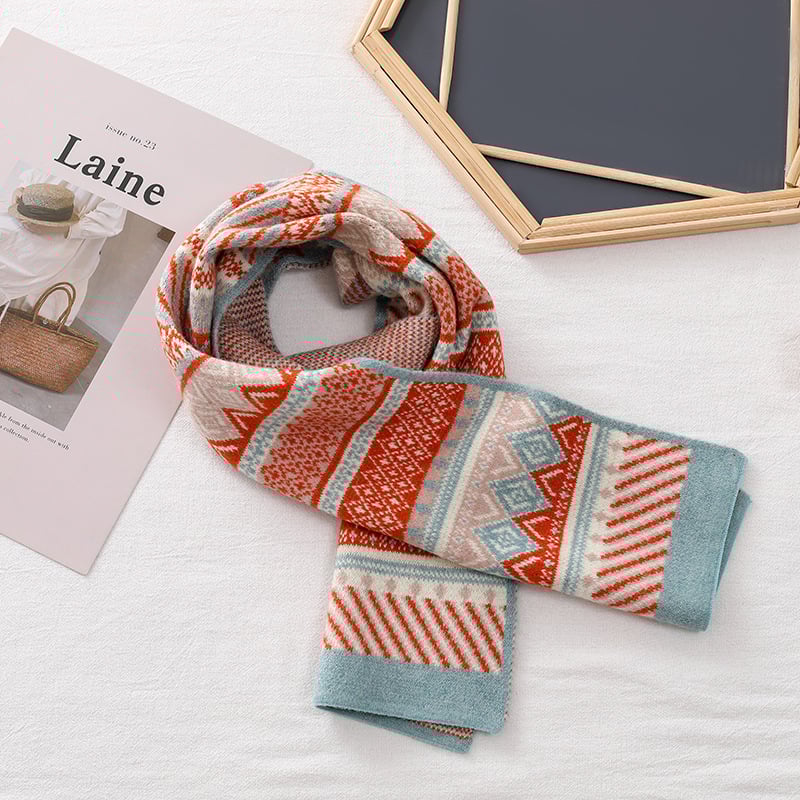 Φουλάρι από συνθετικό κασμίρι, καρό σχέδιο, χειροποίητο πλεκτό με βελονιά, ζεστό, ιαπωνο-κορεατικό γλυκό στυλ