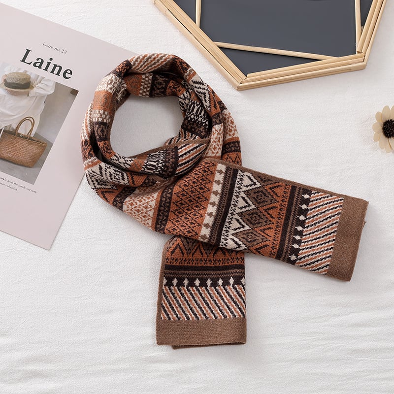 Φουλάρι από συνθετικό κασμίρι, καρό σχέδιο, χειροποίητο πλεκτό με βελονιά, ζεστό, ιαπωνο-κορεατικό γλυκό στυλ