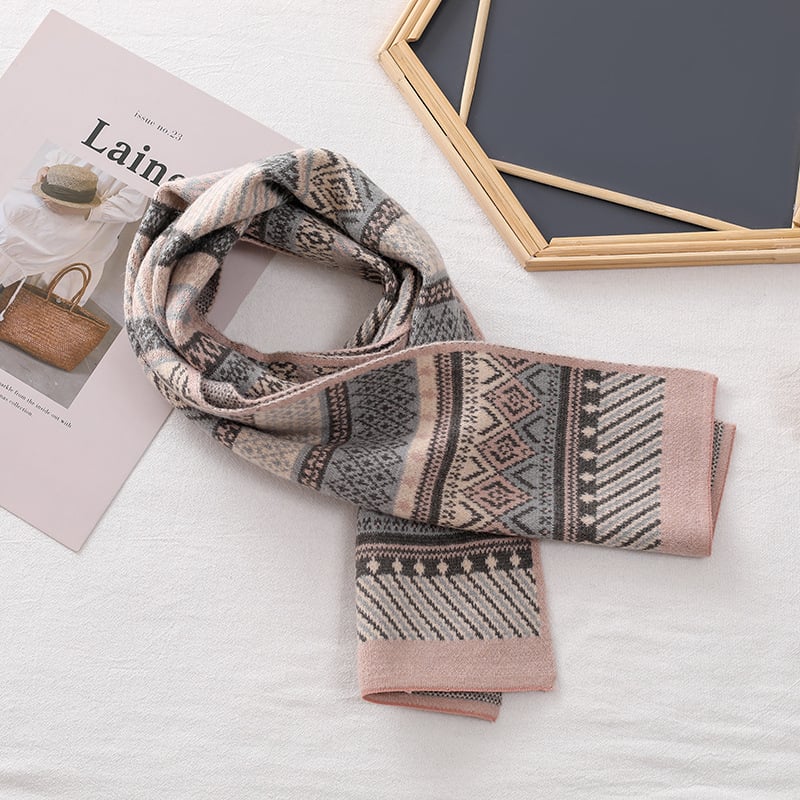 Φουλάρι από συνθετικό κασμίρι, καρό σχέδιο, χειροποίητο πλεκτό με βελονιά, ζεστό, ιαπωνο-κορεατικό γλυκό στυλ