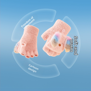 Balabala παιδικά γάντια για αγόρια και κορίτσια 3–6 ετών, πολυεστέρας, χειμερινά, γούνινο σχέδιο κουτάβι, γάντια με αναδιπλούμενο καπάκι για τα δάχτυλα