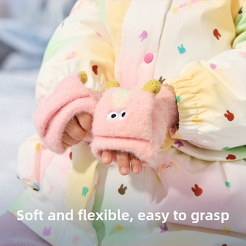 Balabala παιδικά γάντια για αγόρια και κορίτσια 3–6 ετών, πολυεστέρας, χειμερινά, γούνινο σχέδιο κουτάβι, γάντια με αναδιπλούμενο καπάκι για τα δάχτυλα