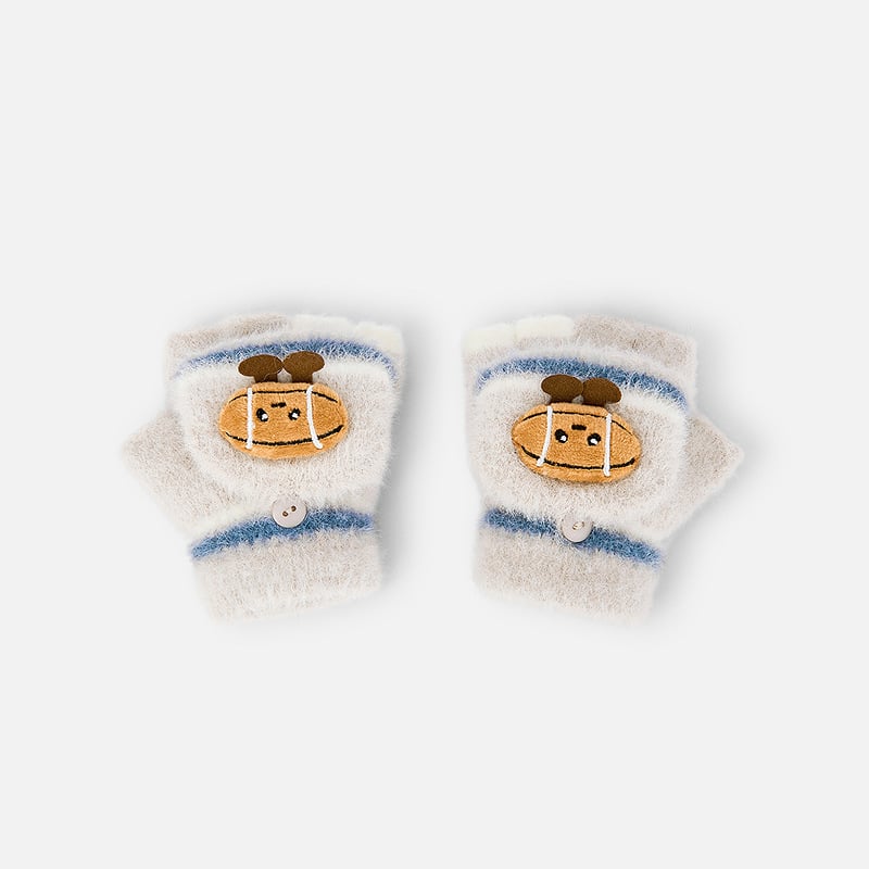 Balabala παιδικά γάντια για αγόρια και κορίτσια 3–6 ετών, πολυεστέρας, χειμερινά, γούνινο σχέδιο κουτάβι, γάντια με αναδιπλούμενο καπάκι για τα δάχτυλα