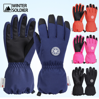 Παιδικά πλεκτά χειμερινά γάντια σκι, αντιανεμικά και ζεστά, γάντια με πέντε δάχτυλα, μινιμαλιστικό στυλ, για ηλικίες 3–14 ετών (Χειμώνας 2023)