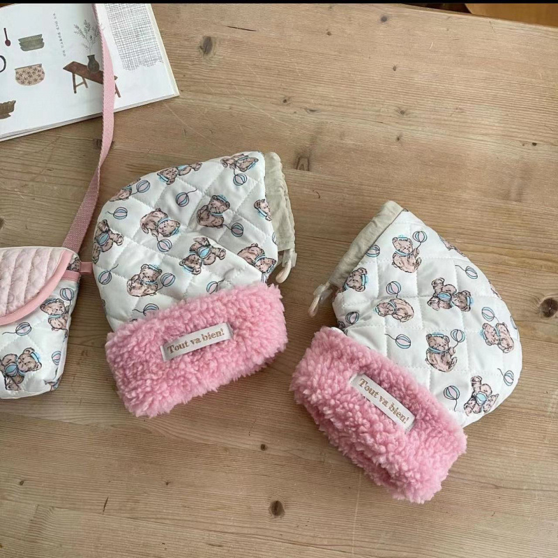 Παιδικά γάντια για ποδήλατο και σκούτερ, βαμβακερά, ζεστά, σε στυλ Κορέας με εκτύπωση τσίρκο, για ηλικίες 3-15