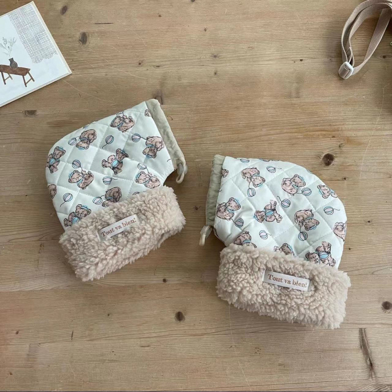 Παιδικά γάντια για ποδήλατο και σκούτερ, βαμβακερά, ζεστά, σε στυλ Κορέας με εκτύπωση τσίρκο, για ηλικίες 3-15