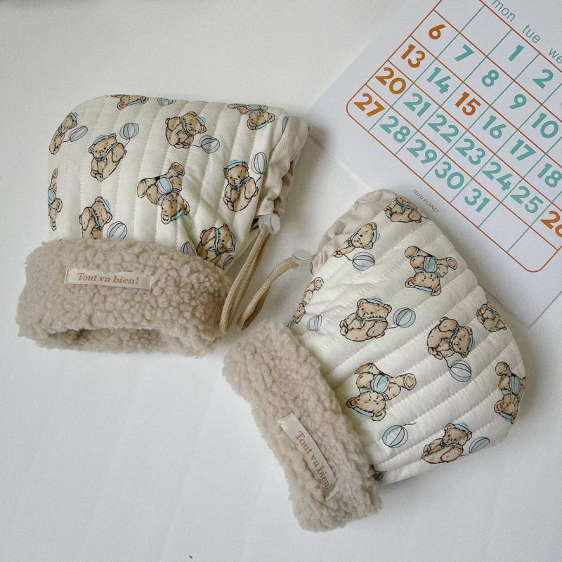 Παιδικά γάντια για ποδήλατο και σκούτερ, βαμβακερά, ζεστά, σε στυλ Κορέας με εκτύπωση τσίρκο, για ηλικίες 3-15