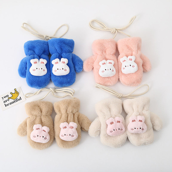 Παιδικά γάντια-μιτίνες για το χειμώνα, επενδυμένα με κασμίρ, θερμά, με μοτίβο αρκούδας, για ηλικίες 1–6 ετών