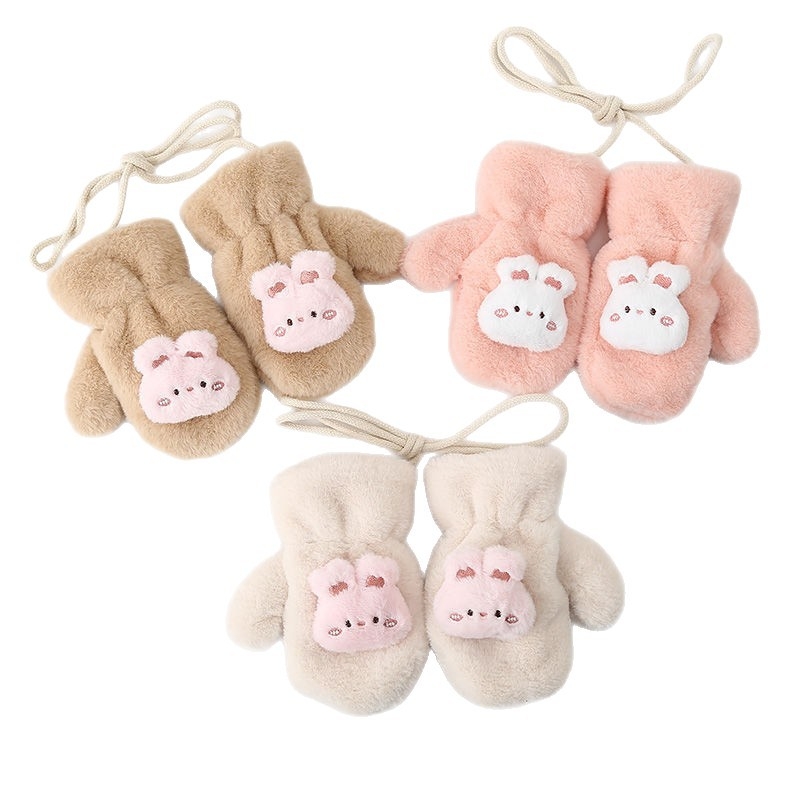 Παιδικά γάντια-μιτίνες για το χειμώνα, επενδυμένα με κασμίρ, θερμά, με μοτίβο αρκούδας, για ηλικίες 1–6 ετών