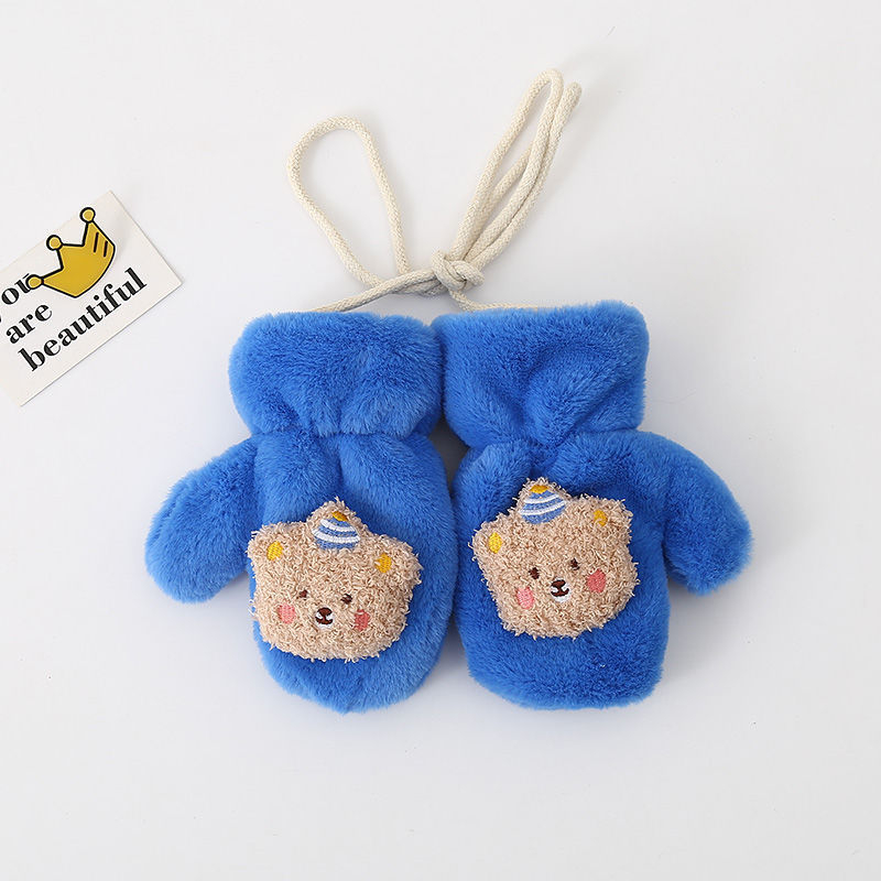 Παιδικά γάντια-μιτίνες για το χειμώνα, επενδυμένα με κασμίρ, θερμά, με μοτίβο αρκούδας, για ηλικίες 1–6 ετών